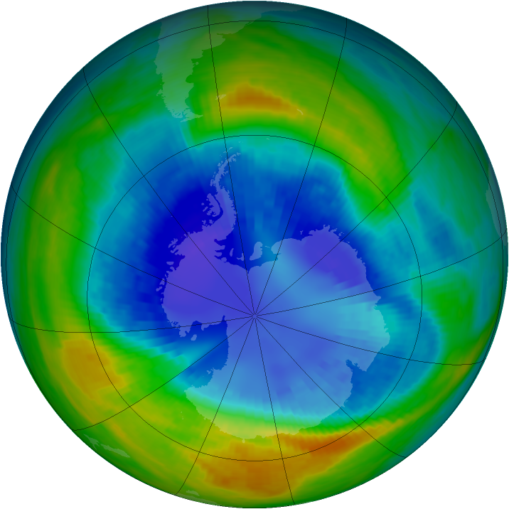Antarctic ozone map for 01 September 1990